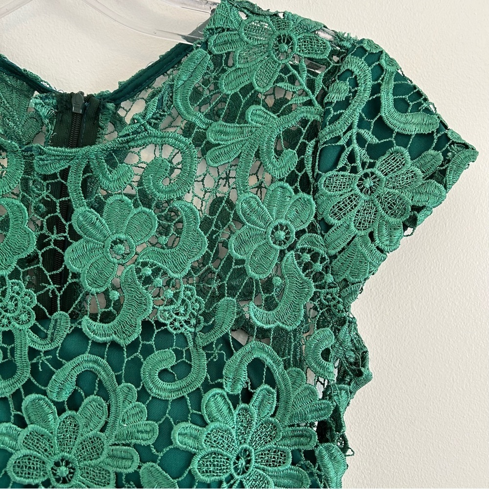 (SOLD) Emerald Green Lace Dress Size XS - Picture 6 of 12